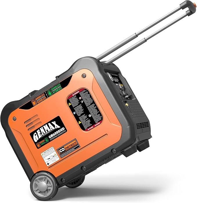 GENMAX Portable Inverter Generator,6000W Super Quiet Dual Fuel Portable Engine with Remote/Electric Start,Lightweight for Backup Home Use&Camping Travel Outdoor,EPA Compliant(GM6000iED.)