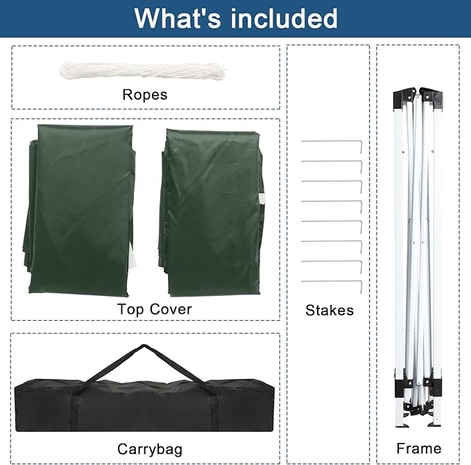 Outvita 6.5x6.5ft Pop Up Canopy Tent, Outdoor Instant Shelter Folding Canopy with 4 Side Walls and Carry Bag for Commercial Events, Party, Backyard BBQ, Camping Green