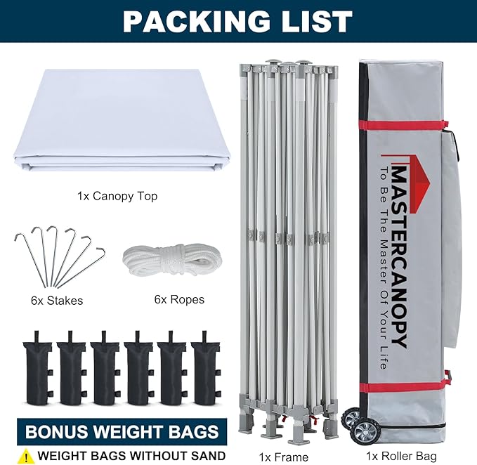 MASTERCANOPY Pop Up Canopy Tent Commercial Grade 10x20 Instant Shelter (White)