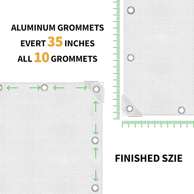 TARPAL 5x10 Feet White Tarp Waterproof Lightweight tarps Multipurpose Protective Cover All Purpose Poly Tarps Cover for Firewood Outdoor Furniture etc