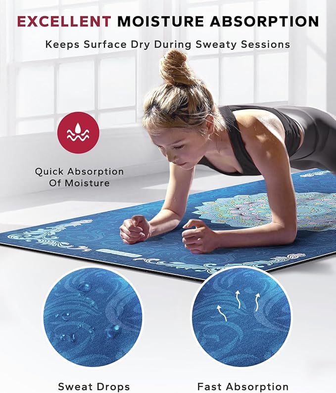 HAPBEAR Large Yoga Mat - 72x36'' Wide workout Mat, Suede Surface with TPE Layer, 1/4'' Thick for Cushioned Support, Non-Slip Yoga Mat, Suitable for Yoga, Pilates, Home and Gym Workouts