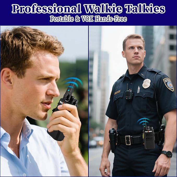 MT12D Walkie Talkies for Adults, Long Range FRS Two Way Radio Rechargeable with Earpiece, 1500mAh USB-C Port Battery, Radios Walkie Talkies 6 Pack for Construction School Camping