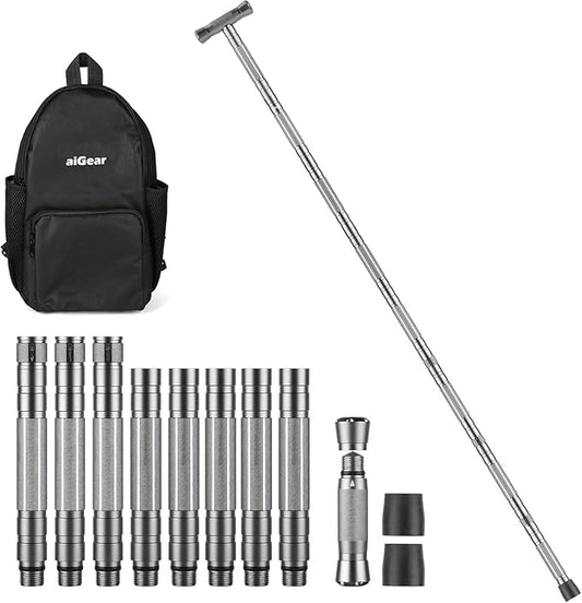 aiGear Tactical Walking Stick - Upgraded Survival Hiking Stick with Outdoor Multi-Tool Gear Trekking Poles for Outdoor Adventures, Trekking, Survival Hiking Tactical Tool