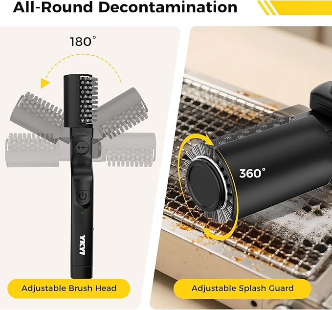 Electric Rotary Grill Brush for Outdoor Grill, 3-Speed Power Control, 304 Stainless Steel BBQ Grill Brush with No Bristle Shedding, 90 Mins Extended Runtime Grill Cleaning Brush