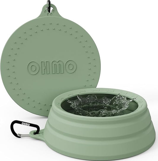OHMO Spill Proof Collapsible Dog Water Bowl Large 34oz for Cars, No Splash Portable Bowls for Dog Travel, Pet Essentials for Road Trips, Cat Travel Accessories