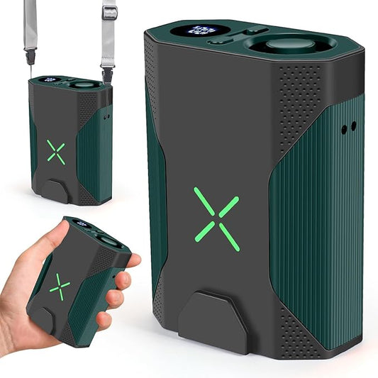 Mini Portable Waist Fan - 100 Speeds 36000RPM Strong Airflow 4500mAh Battery Powered Max 16H Cooling - Mini Waist Neck Handheld Fan for Outdoor Jobsite Camping Travel, Green