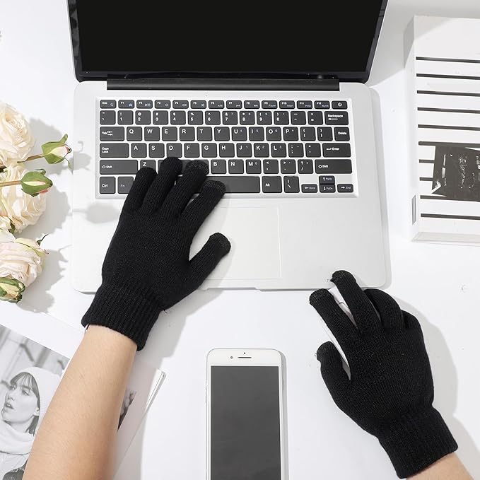 Bencailor 2 Pairs Usb Winter Heated Gloves Mitten Hand Washable Knitting Touchscreen Laptop Gloves