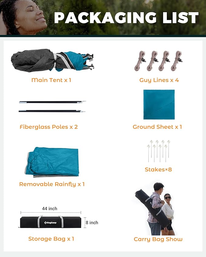 KingCamp Instant Shower Tent, Portable Superior Stable Privacy Shelter, 2 Large Rooms Outdoor Toilet Tent with Floor for Beach, Camping & Hiking, Setup in Under 60s