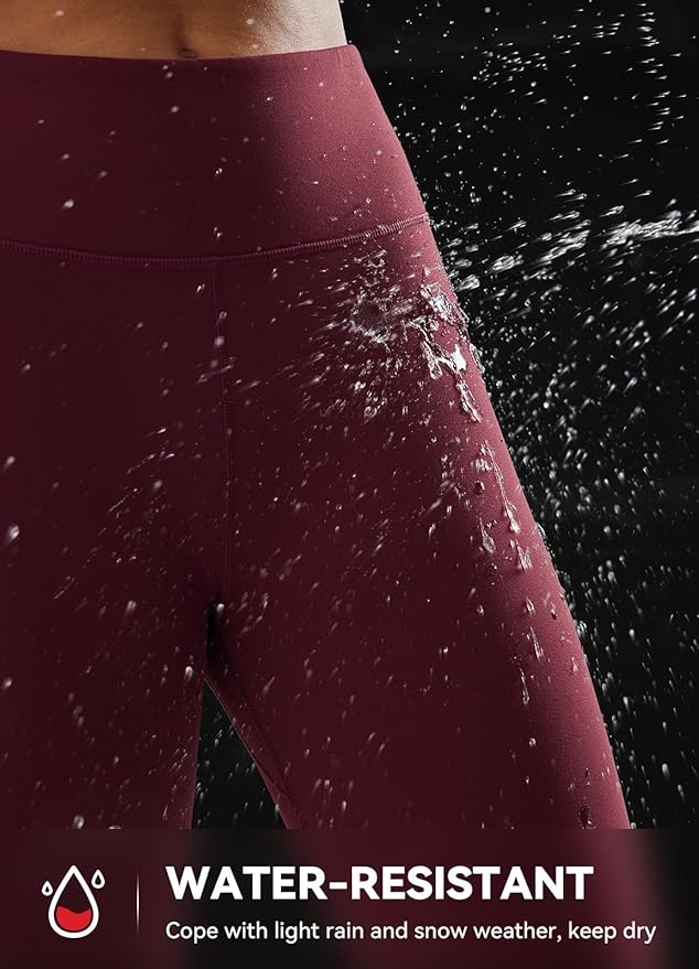 baleaf Women's Fleece Lined Leggings Water Resistant Thermal Winter Warm Tights High Waisted with Pockets Running Gear