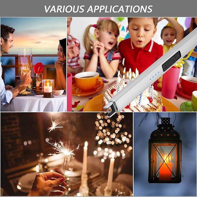 2 Pack Electric Candle Lighter, Christmas Stocking Stuffers Gifts for Women Mom Men Wife Sister, USB Arc Rechargeable Windproof Long Lighter for Candle BBQ Housewarming Birthday Gifts Idals