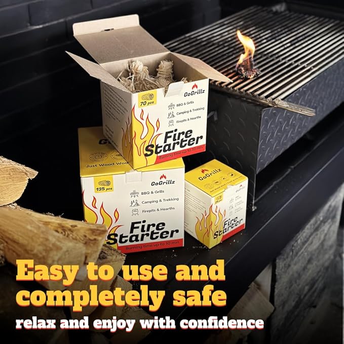 70pcs Fire Starter – Pine Wool & Natural Wax for Quick, Eco-Friendly Ignition of Grills, Fireplaces, Fire Pits & BBQs