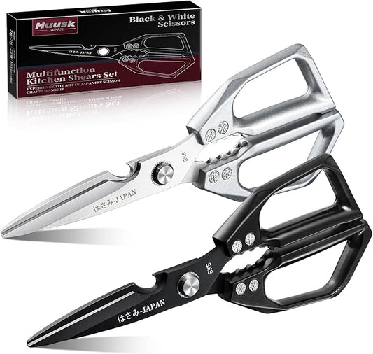 Huusk Kitchen Shears Set, Heavy Duty Poultry Shears, Japanese Kitchen Scissors for Meat, Chicken Bones, and Turkey