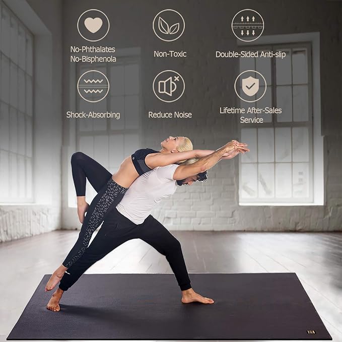 GXMMAT Large Yoga Mat 6'x4'/6'x6'/7'x5'(7mm/9mm), Extra Thick Workout Mats for Home Gym Flooring,Ultra Comfortable Non-Slip Quick Resilient Barefoot Wide Exercise Mat for Pilates,Stretching,Meditation