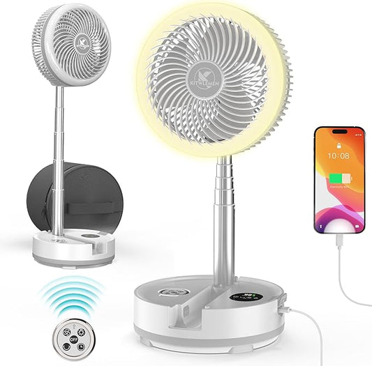 40000mAh Battery Operated Camping Fan - 106Hrs Rechargeable Oscillating Table Fan with Light & Timer, 9 Speeds Portable Travel Fan for Cruise RV Trip, Hurricane Power Outage (10" with Case)