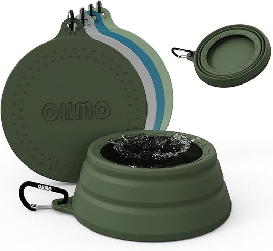 OHMO Spill Proof Collapsible Dog Water Bowl 24oz for Cars, No Splash Portable Bowls for Dog Travel, Pet Essentials for Road Trips, Cat Travel Accessories