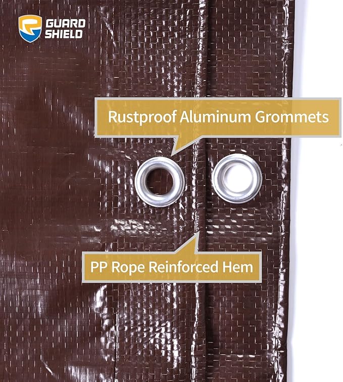GUARD SHIELD Brown Tarp 20x30 Feet Waterproof Tarps Lightweight Camping Tarp Outdoor Multi Purpose Poly Cover 6mil
