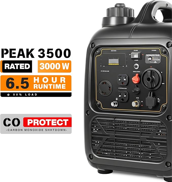 LIFAN 3500W Portable Inverter Generator for Home Backup, Super Quiet Gas Powered Generator for RV Camping Outdoor Use, ECO Mode, EPA Compliant, Parallel Ready with CO-MINDER Safety