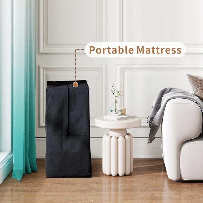 Vipbear Folding Mattress, 6 Inch Tri-fold Mattress King Size, Foldable Memory Foam Mattresses Topper with Washable Cover, Floor Bed with Storage Bag for RV& Camping& Home Use