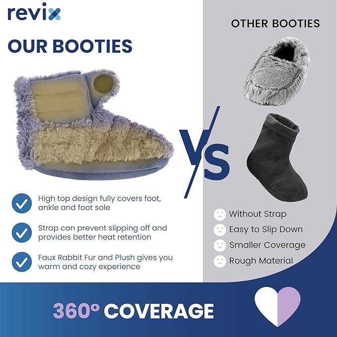 REVIX Microwavable Booties and Feet Warmers for Women & Men, Microwave Heated Foot Warmer with Flaxseed Moist Heat for Cold Feet, Gray, L