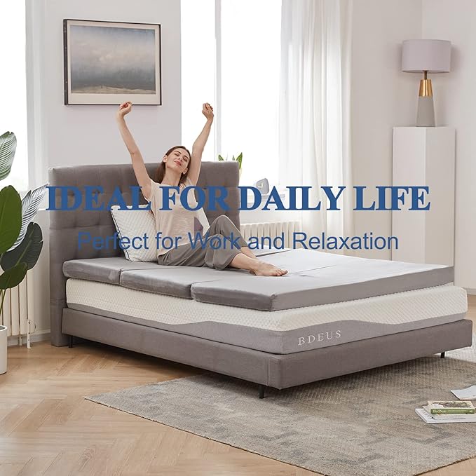 SINWEEK Tri Folding Mattress with Storage Bag 4" Foldable Mattress Foam Topper Floor Cot, Guest Bed with Machine Washable Cover and Waterproof Lining, CertiPUR-US Certified 52 x 73 Inch