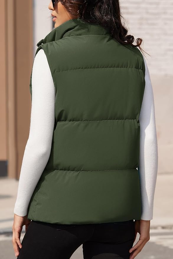 MAGCOMSEN Women's Puffer Down Vest Oversized Zip Up Outerwear Lightweight Winter Padded Gilet Jacket with Pockets