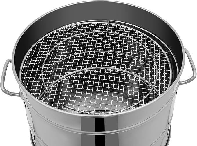 Stainless BBQ Grill Barrel,Portable 360°Smokeless Barbecue Grills,Silver Steel Kebob-Grill with 50 Skewers,Outdoor Cooking and BBQ,Camping Picnic Patio Backyard
