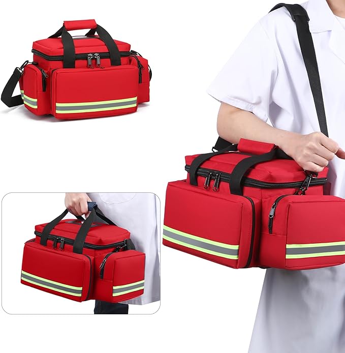 First Aid Bag Empty First Responder Bag,First Aid Kits Storage,Trauma Bag with Detachable Dividers, Medical Bag for Nurses,Ideal for EMT, EMS,Paramedics,Home Health Care(Bag Only)