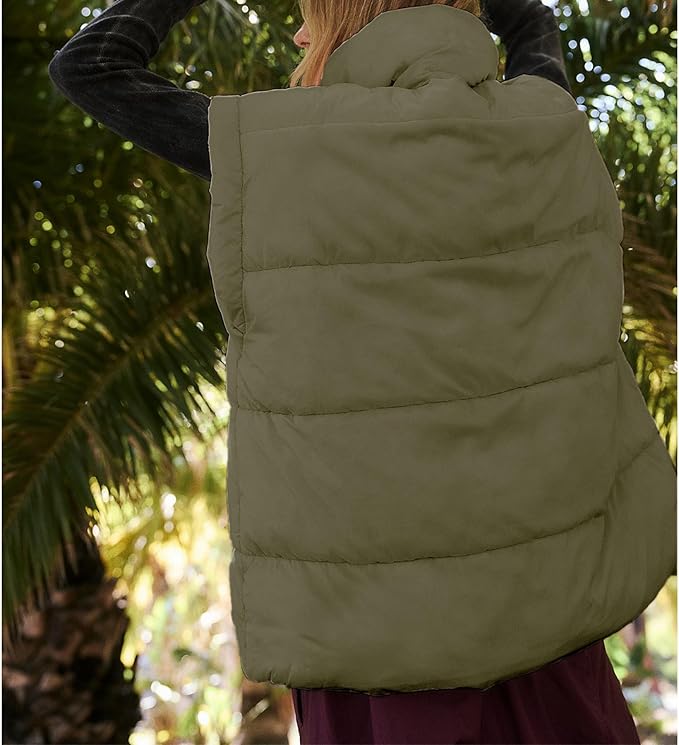 Ainangua Women's Puffer Vest Stand Collar Zipper Sleeveless Jackets Winter Lightweight Vests Warm Padded Jacket Coat