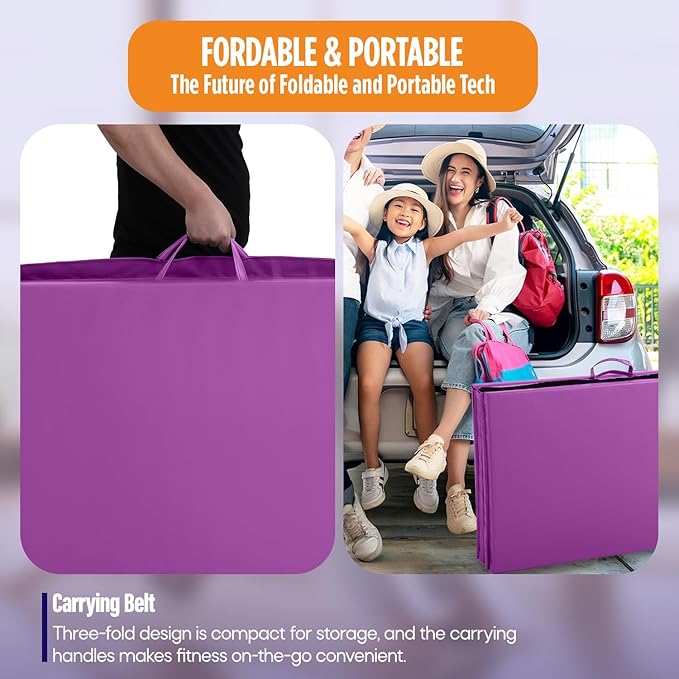 Gymnastics Mats Foldable Tumbling Mats Portable Gymnastics Exercise Mat 2'x6'/2.5'x6.4'/4'x6'/4'x8'/4'x10'/ Gymnastics Tumbling Mats Pad Home Exercise Panel Mat With Carrying Handles