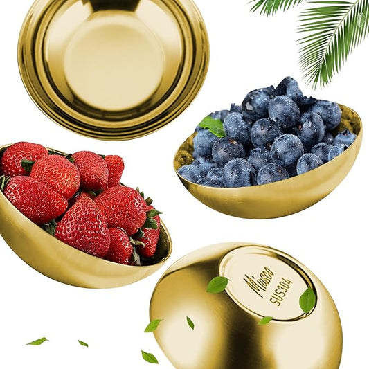 Stainless Steel Bowls for Kids, 18/8 Stainless Steel Toddler Bowl, BPA-Free, Durable & Easy Clean, 4 Pack - 14.5 oz Perfect for Baby Meals, Snacks, Serving and Travel & Home Use, Gold