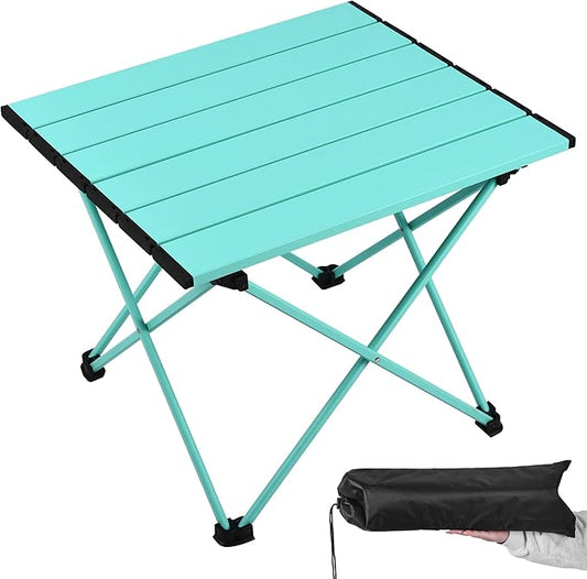 Grope Portable Camping Table with Aluminum Table Top, Folding Beach Table Easy to Carry, Prefect for Outdoor, Picnic, BBQ, Cooking, Festival, Beach, Home (Sky Blue-L)