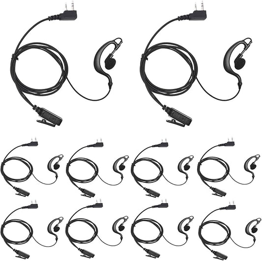 Earpiece Surveillance Kit Compatible with BaoFeng, BTECH, Kenwood, Pxton Walkie Talkie with PTT Mic Headset Accessories (G-Shaped*10)