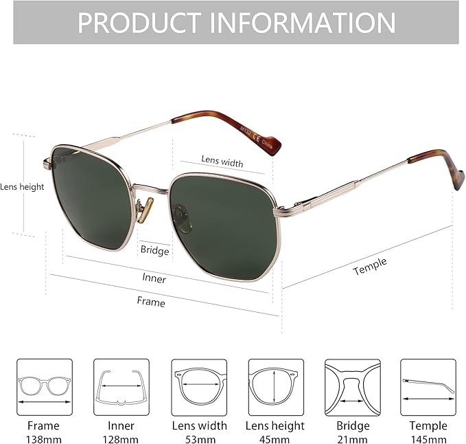 ZENOTTIC Hexagon Polarized Retro Sunglasses for Men Women-Vintage Metal Frame Design UV Protection Trendy Fashion Shades