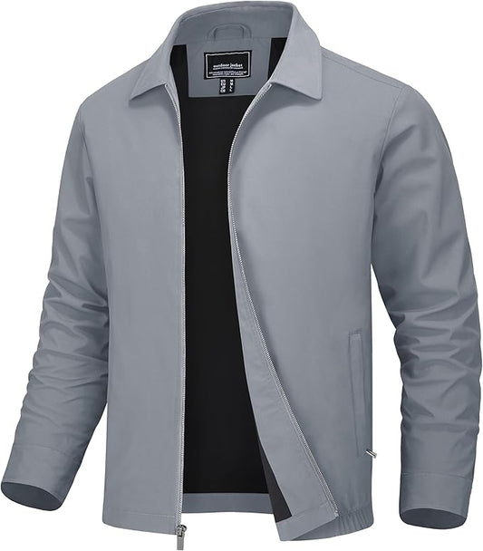 MAGNIVIT Men's Lightweight Jackets Light Windbreaker Full Zip Up Stylish Golf Coat Business Work Casual Dress