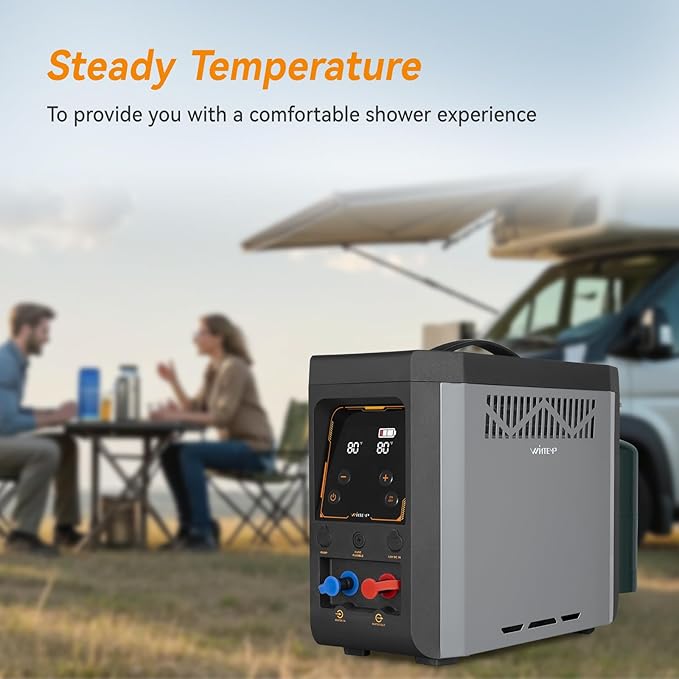 GPT3U Portable Propane Water Heater – Instant Hot Water, Constant Temperature Control, Rechargeable Battery, Safety Protections – Ideal for Camping, Hiking, Beach & Outdoor Adventures