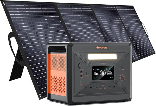 Greenery Portable Power Station 2500W/2304Wh LiFePO4 Battery With 400W Panel, Solar Generator with Fast Charge, Emergency Power for Home & Outdoor Power Supply