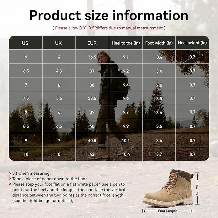 ANJOUFEMME Combat Hiking Boots for Women- Ladies Casual Outdoor Ankle Work Boots Lightweight Lace up Winter Shoes for Backpacking Trekking Walking