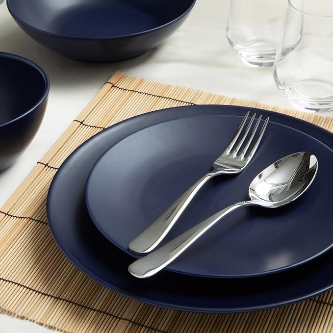 Larder & Vine Ceramic Stoneware Dinnerware 16-Piece Set, 4 Place Settings (Indigo)
