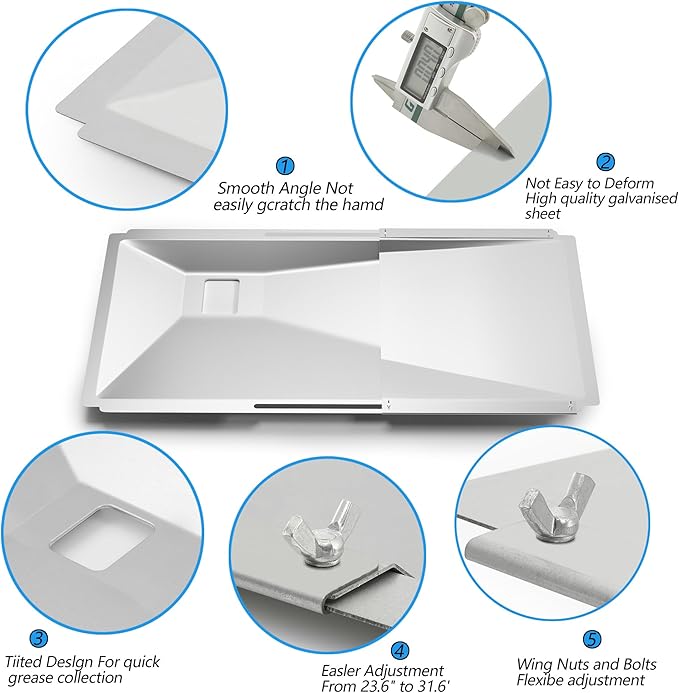 Grease Tray with Catch Pan and Foil Liners, Adjustable Drip Pan for 3/4/5 Burner Gas Grill for Nexgrill, Charbroil, Dyna Glo, Kenmore, Backyard, Expert and More Grill Replacement Parts