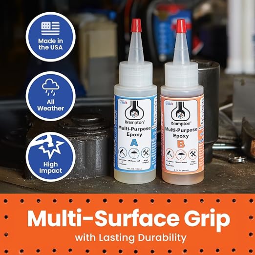Brampton Multi-Purpose Epoxy, Quick 30-Minute Set, Waterproof 2-Part Epoxy Glue Kit for Tile, Metal, Ceramic, Glass, Wood, Stone, Strong Bonding, Sandable, Paintable Resin, Easy 1:1 Mix, 16 oz