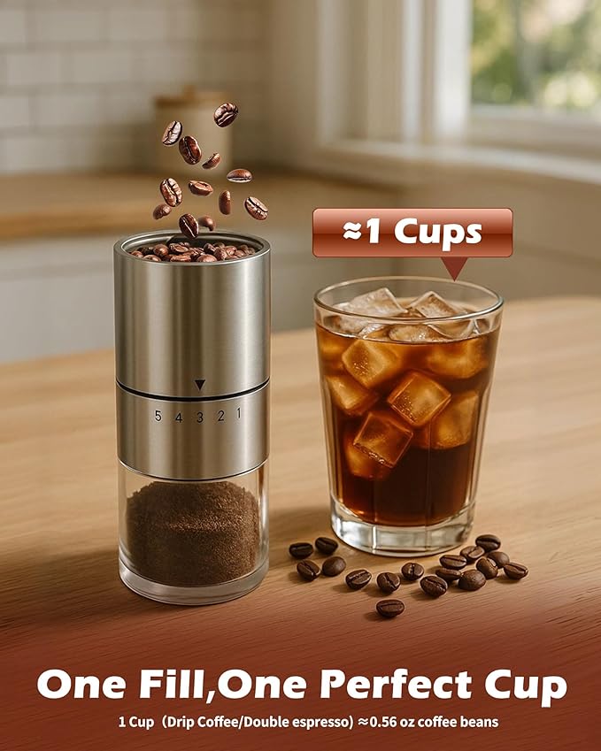 Manual Coffee Grinder With Ceramics Burr For Espresso,French Press,5 Adjustable Settings,Hand Maker with Built-In Burr,For Home Use and Camping Travel,Coffee Bean Grinders With Hand Crank