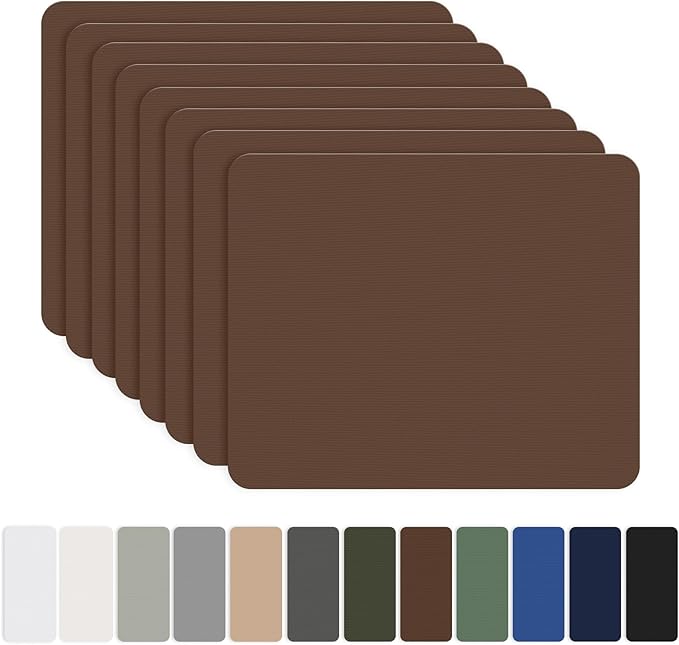 OAZ 8 Pieces 7.87 x 5.9 inch Nylon Repair Patches Nylon Fabric Patch Self-Adhesive Nylon Repair Tape Waterproof Lightweight Outdoor Gear Repair Patch Kit for Down Jacket Clothing Tent Bag (Brown)