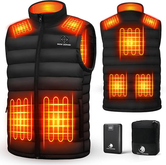 SNOW LEOPARD Heated Vest for Men with Battery Pack Included, 16000mAh 7.4V Rechargeable Men's Heated Vest