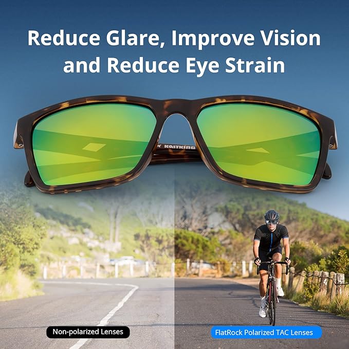 KastKing FlatRock Polarized Sport Sunglasses for Men and Women, Ideal for Driving Fishing Cycling Running, UV Protection