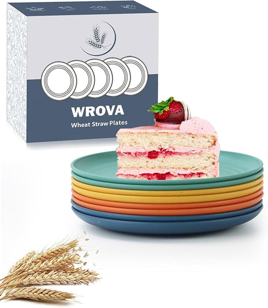 5.5 Inches Handy Snack Plates Set of 8, Small Wheat Straw Plates for Dessert,Unbreakable Side Dishes Plates Set for Kids Colorful Series