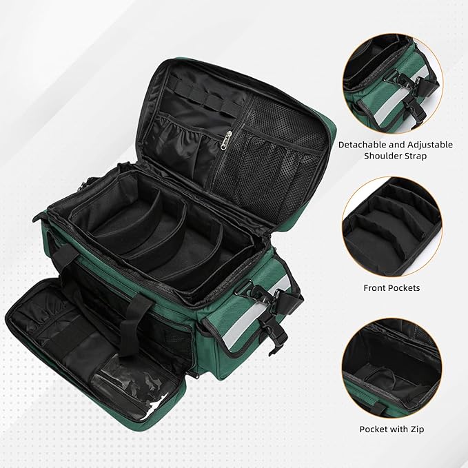 First Aid Bag,Medical Bag,First Responder Bag for Trauma,Medical Bag Organizer with Detachable Dividers for Nurses,Home Health Care,EMT(Bag Only)