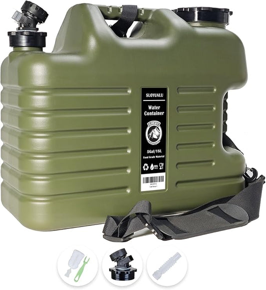 5 Gallon Water Jug with Spigot, BPA Free Leak-Proof Camping Water Container, Portable Emergency Water Storage for Outdoor Hiking, Home Use, Camping Essentials