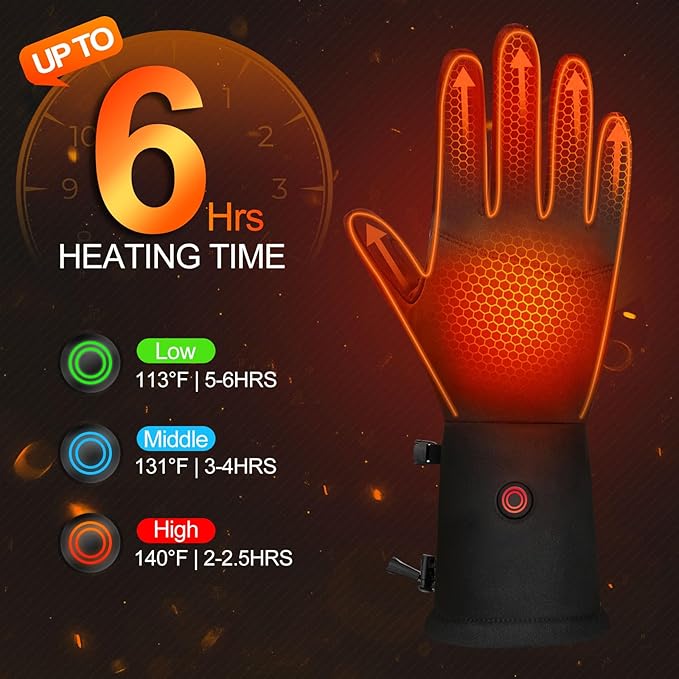 Heated Gloves, Electric Gloves Heated for Men/Women Rechargeable, Waterproof Work Motorcycle Glove for Winter Outdoor