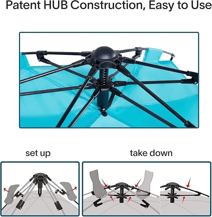 Alvantor Beach Tent Coolhut Plus Beach Umbrella Sun Shelter Cabana Automatic Pop Up UPF 50 Sun Shade Portable Camping Hiking Canopy Easy Set Up Light Weight Windproof Stable 2-3 Person