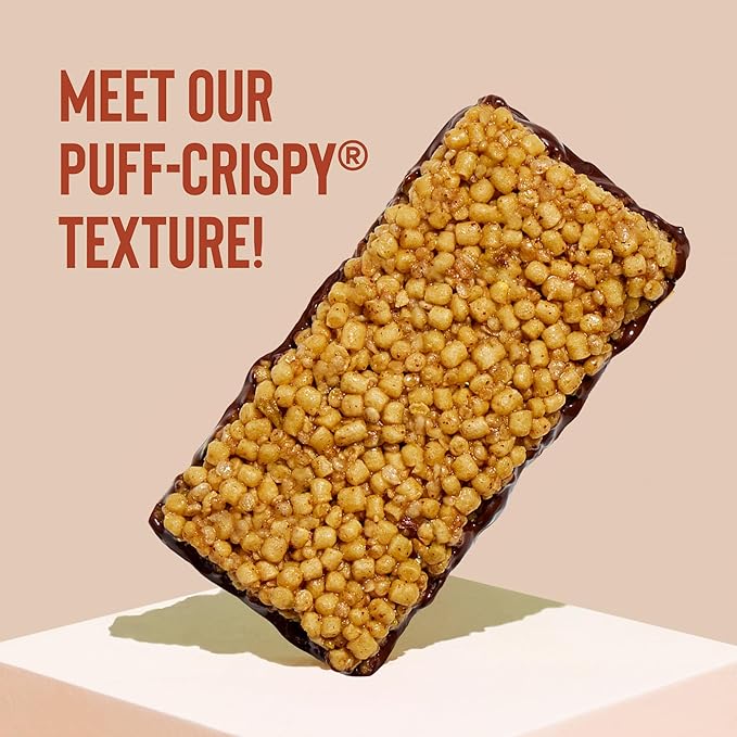 Mezcla Puff Crispy Protein Bars, Gluten Free & Vegan Protein Bars, 10g Protein, Alt for Crispy Rice Treat, Granola Bars & Breakfast Bars, Healthy Snacks for Adults, Hazelnut Chocolate, 12 Pack